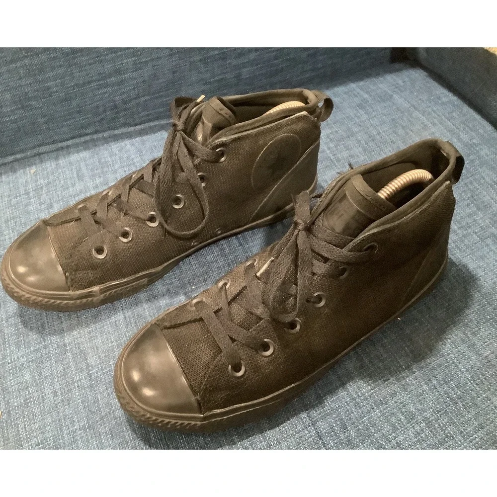 All Black Converse All Star Mid-High Top Junior 6